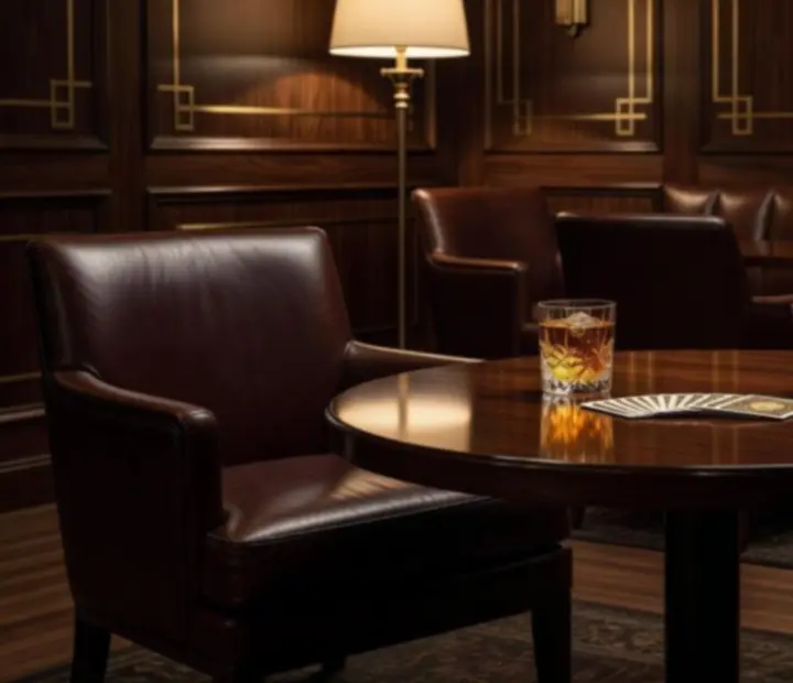 Signature cocktail being served beside a private card table