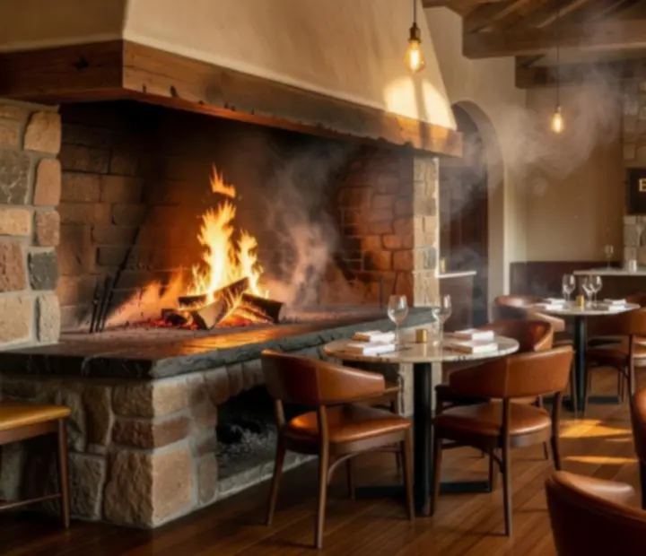 Rustic modern woodfired kitchen at Ember Grill Society
