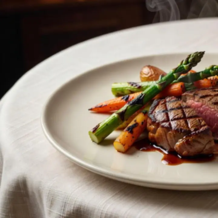 Signature woodfired entree plating at Ember Grill Society